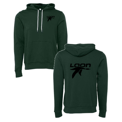 Loon Mountain Adult Hoodie Black Chest and Back Logo Forest