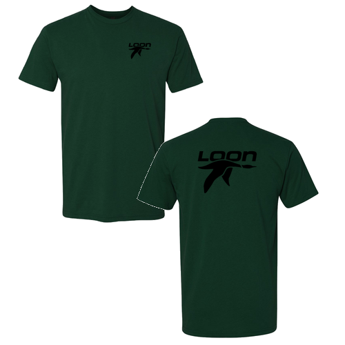 Loon Mountain Adult T-Shirt Black Chest and Back Logo Forest