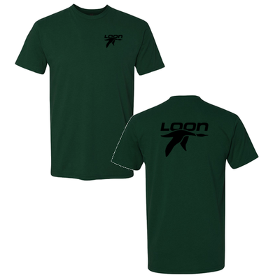 Loon Mountain Adult T-Shirt Black Chest and Back Logo Forest