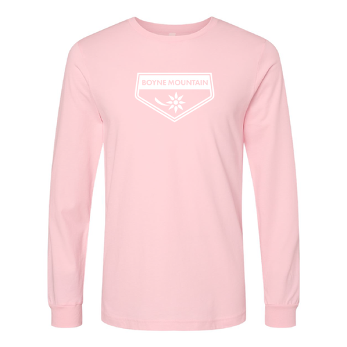 Boyne Mountain Adult Long Sleeve White Chest Logo Pink 
