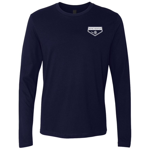 Boyne Mountain Adult Long Sleeve White Chest and Back Logo Midnight Navy 