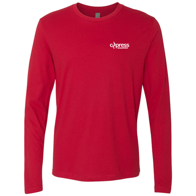 Cypress Adult Long Sleeve White Chest and Back Logo Red 