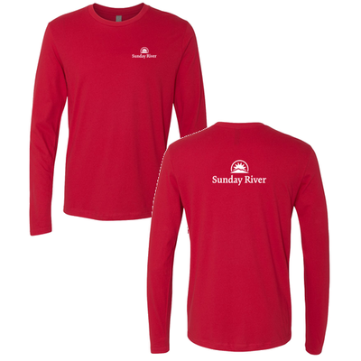 Sunday River Adult Long Sleeve White Chest and Back Logo Red 