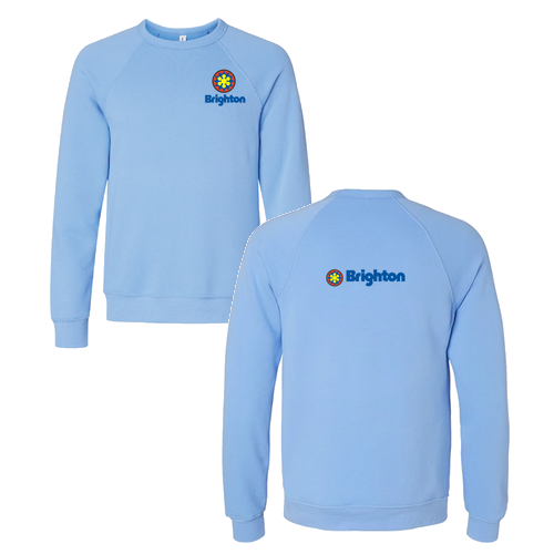 Brighton Adult Crewneck Full Color Chest and Back Logo Carolina Blue 