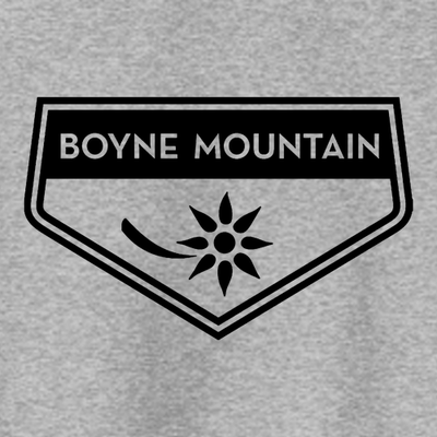 Boyne Mountain Adult Hoodie Black Chest and Back Logo Athletic Heather 