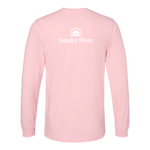 Sunday River Adult Long Sleeve White Chest and Back Logo Pink 