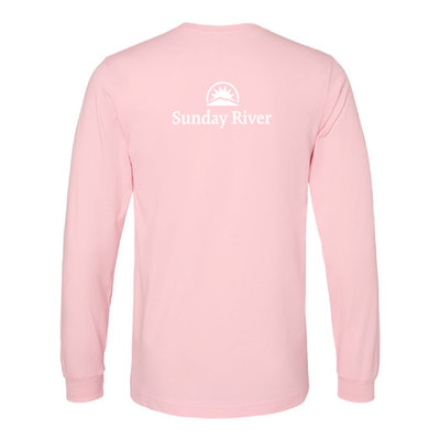 Sunday River Adult Long Sleeve White Chest and Back Logo Pink 