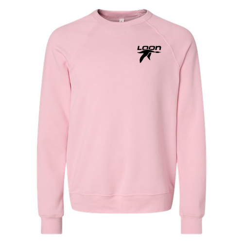 Loon Mountain Adult Crewneck Black Chest and Back Logo Pink