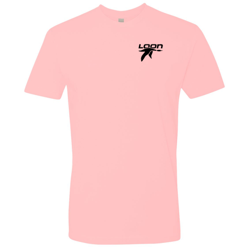 Loon Mountain Adult T-Shirt Black Chest and Back Logo Light Pink