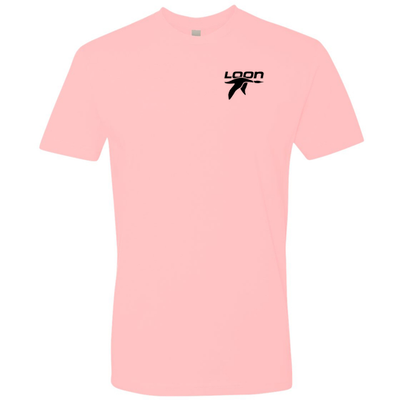 Loon Mountain Adult T-Shirt Black Chest and Back Logo Light Pink