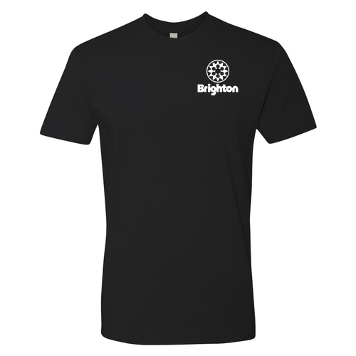 Brighton Adult T-Shirt White Chest and Back Logo Black 