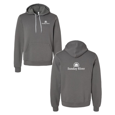Sunday River Adult Hoodie White Chest and Back Logo Asphalt 