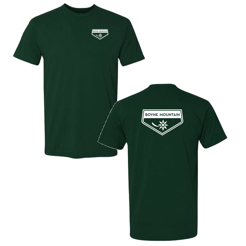 Boyne Mountain Adult T-Shirt White Chest and Back Logo Forest 