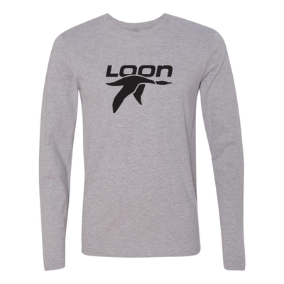 Loon Mountain Adult Long Sleeve Black Chest Logo Heather Grey