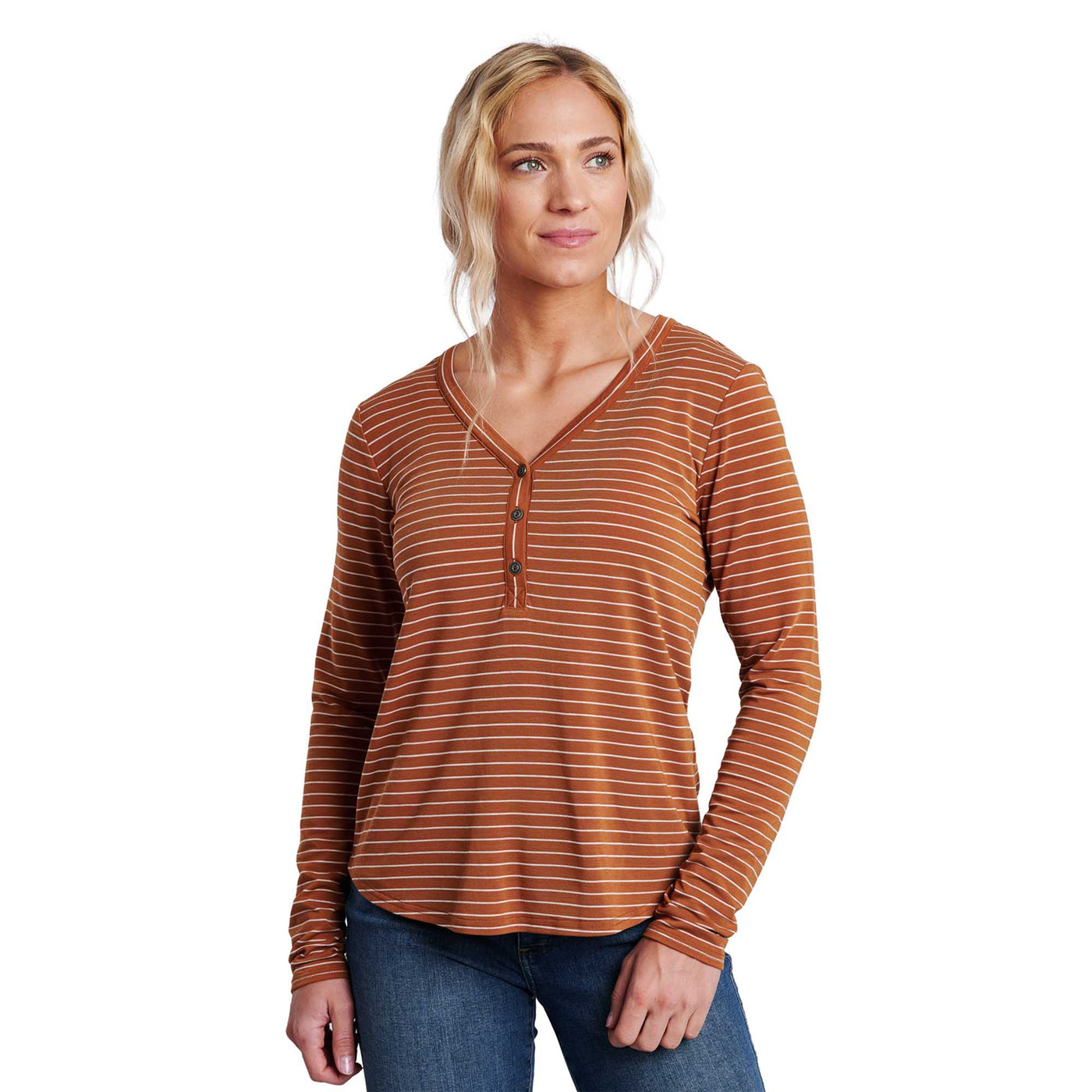 KUHL Women's Ardenna Henley Long Sleeve Shirt 2024 COPPER