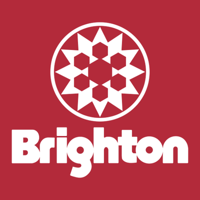 Brighton Adult T-Shirt White Chest and Back Logo Red 