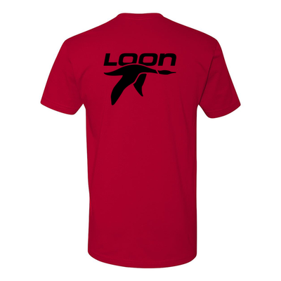 Loon Mountain Adult T-Shirt Black Chest and Back Logo Red