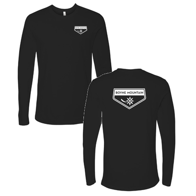 Boyne Mountain Adult Long Sleeve White Chest and Back Logo Black 