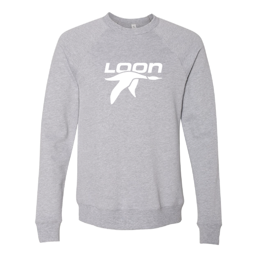 Loon Mountain Adult Crewneck White Chest Logo Athletic Heather
