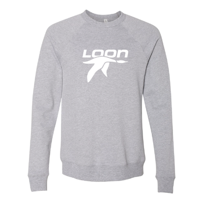 Loon Mountain Adult Crewneck White Chest Logo Athletic Heather