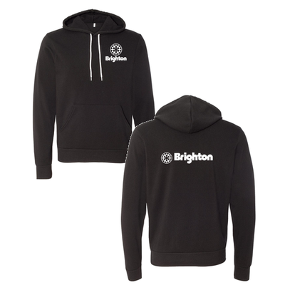 Brighton Adult Hoodie White Chest and Back Logo Black 