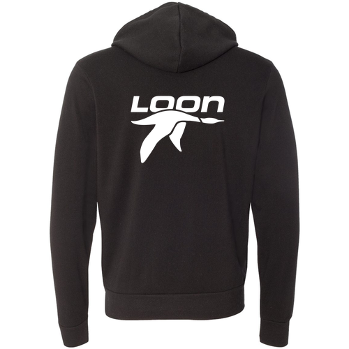 Loon Mountain Adult Hoodie White Chest and Back Logo Black