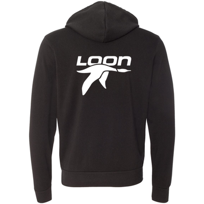 Loon Mountain Adult Hoodie White Chest and Back Logo Black