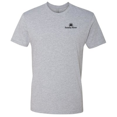 Sunday River Adult T-Shirt Black Chest and Back Logo Heather Grey 
