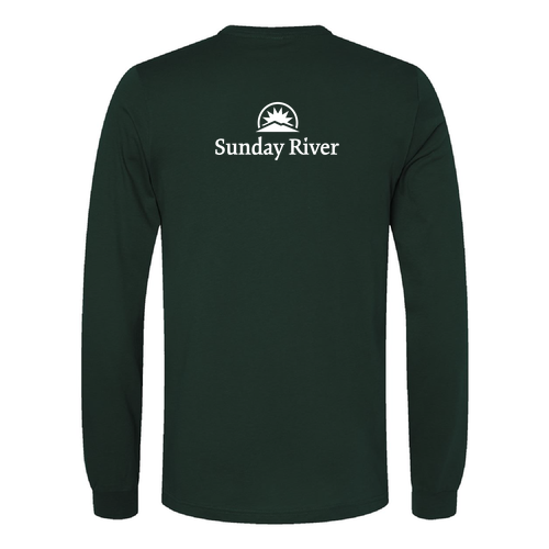 Sunday River Adult Long Sleeve White Chest and Back Logo Forest 