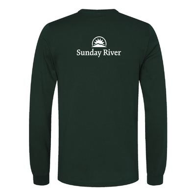 Sunday River Adult Long Sleeve White Chest and Back Logo Forest 