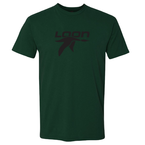 Loon Mountain Adult T-Shirt Black Chest Logo Forest
