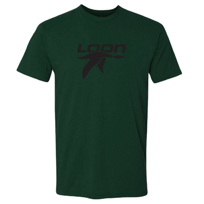 Loon Mountain Adult T-Shirt Black Chest Logo Forest
