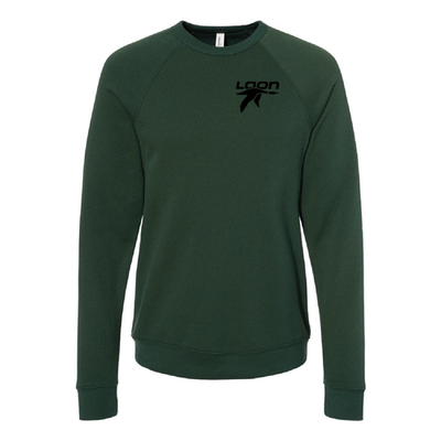 Loon Mountain Adult Crewneck Black Chest and Back Logo Forest