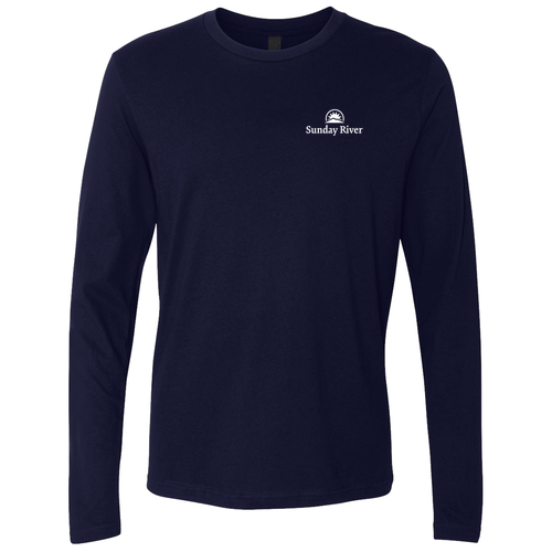 Sunday River Adult Long Sleeve White Chest and Back Logo Midnight Navy 