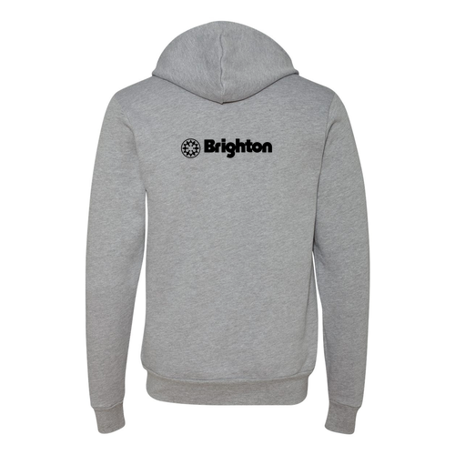 Brighton Adult Hoodie Black Chest and Back Logo Athletic Heather 