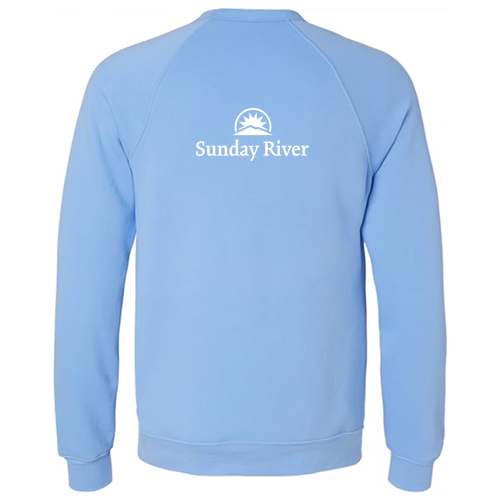 Sunday River Adult Crewneck White Chest and Back Logo Carolina Blue 
