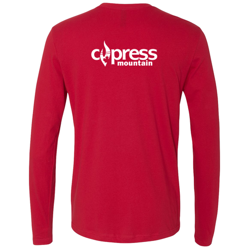 Cypress Adult Long Sleeve White Chest and Back Logo Red 