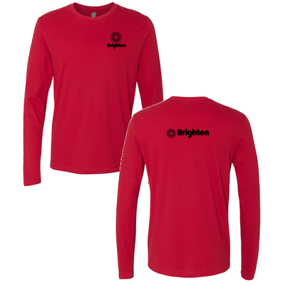 Brighton Adult Long Sleeve Black Chest and Back Logo Red 