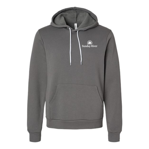 Sunday River Adult Hoodie White Chest and Back Logo Asphalt 