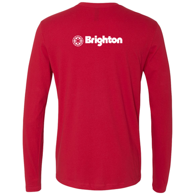 Brighton Adult Long Sleeve White Chest and Back Logo Red 