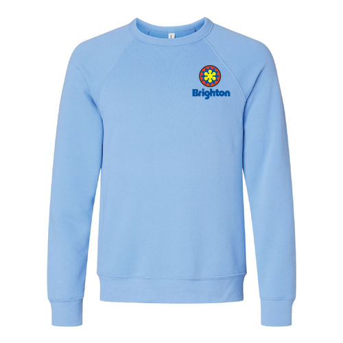 Brighton Adult Crewneck Full Color Chest and Back Logo Carolina Blue 