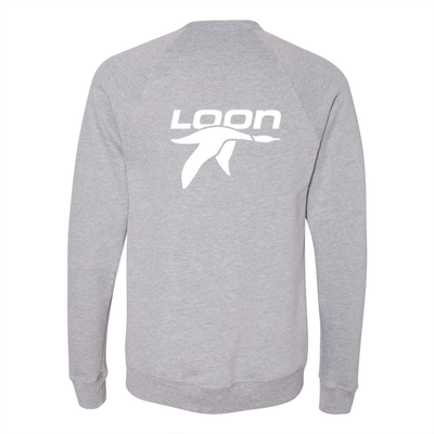 Loon Mountain Adult Crewneck White Chest and Back Logo Athletic Heather