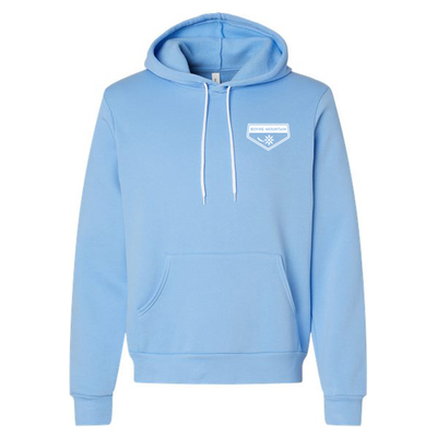 Boyne Mountain Adult Hoodie White Chest and Back Logo Carolina Blue 