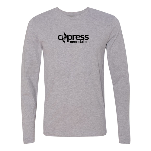 Cypress Adult Long Sleeve Black Chest Logo Heather Grey 