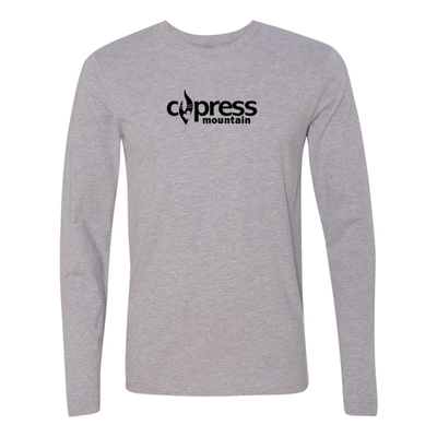 Cypress Adult Long Sleeve Black Chest Logo Heather Grey 