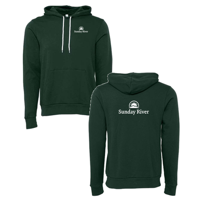 Sunday River Adult Hoodie White Chest and Back Logo Forest 