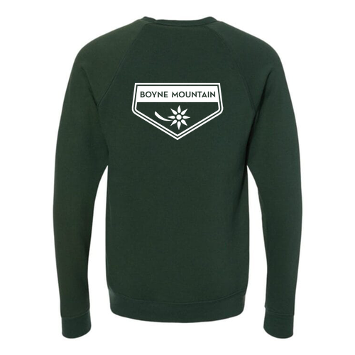 Boyne Mountain Adult Crewneck White Chest and Back Logo Forest 