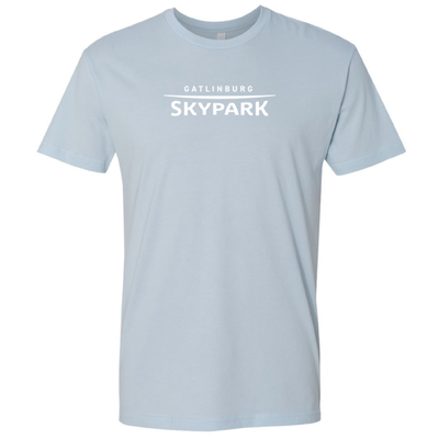 Gatlinburg SkyPark Adult T-Shirt White Chest Logo Light Blue