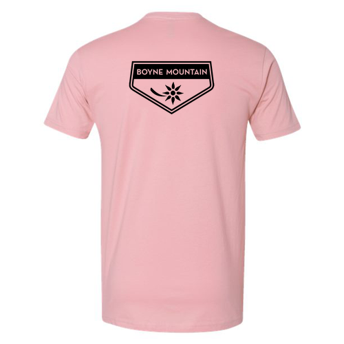 Boyne Mountain Adult T-Shirt Black Chest and Back Logo Light Pink 