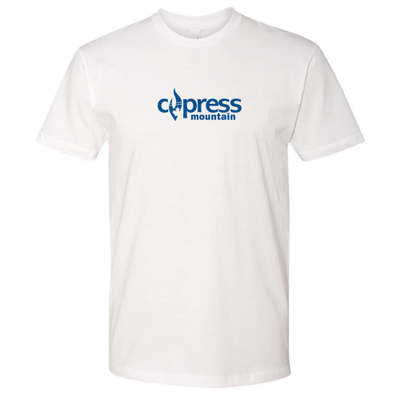 Cypress Adult T-Shirt Blue Chest Logo White 